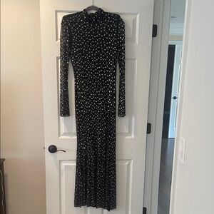Self Portrait Black Long Sleeve Gown with Rhinestones - worn once